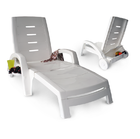 Шезлонг складной на колесах с ящиком (белый)